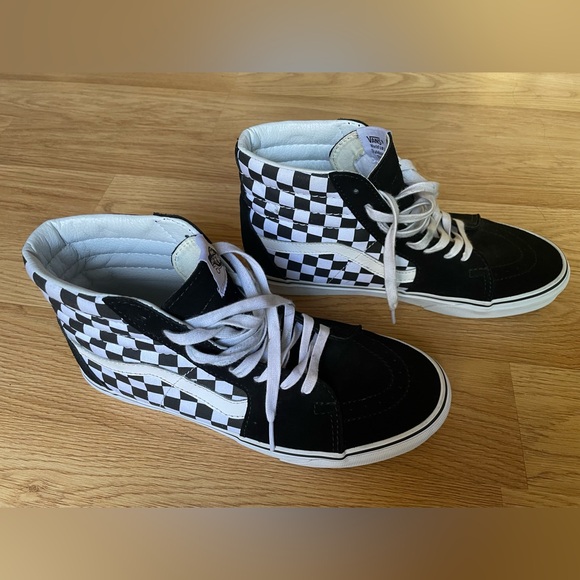 Vans Sk8Hi Black Checker Old Skool Hi Top Skate Shoe Mens 9 - Picture 7 of 8